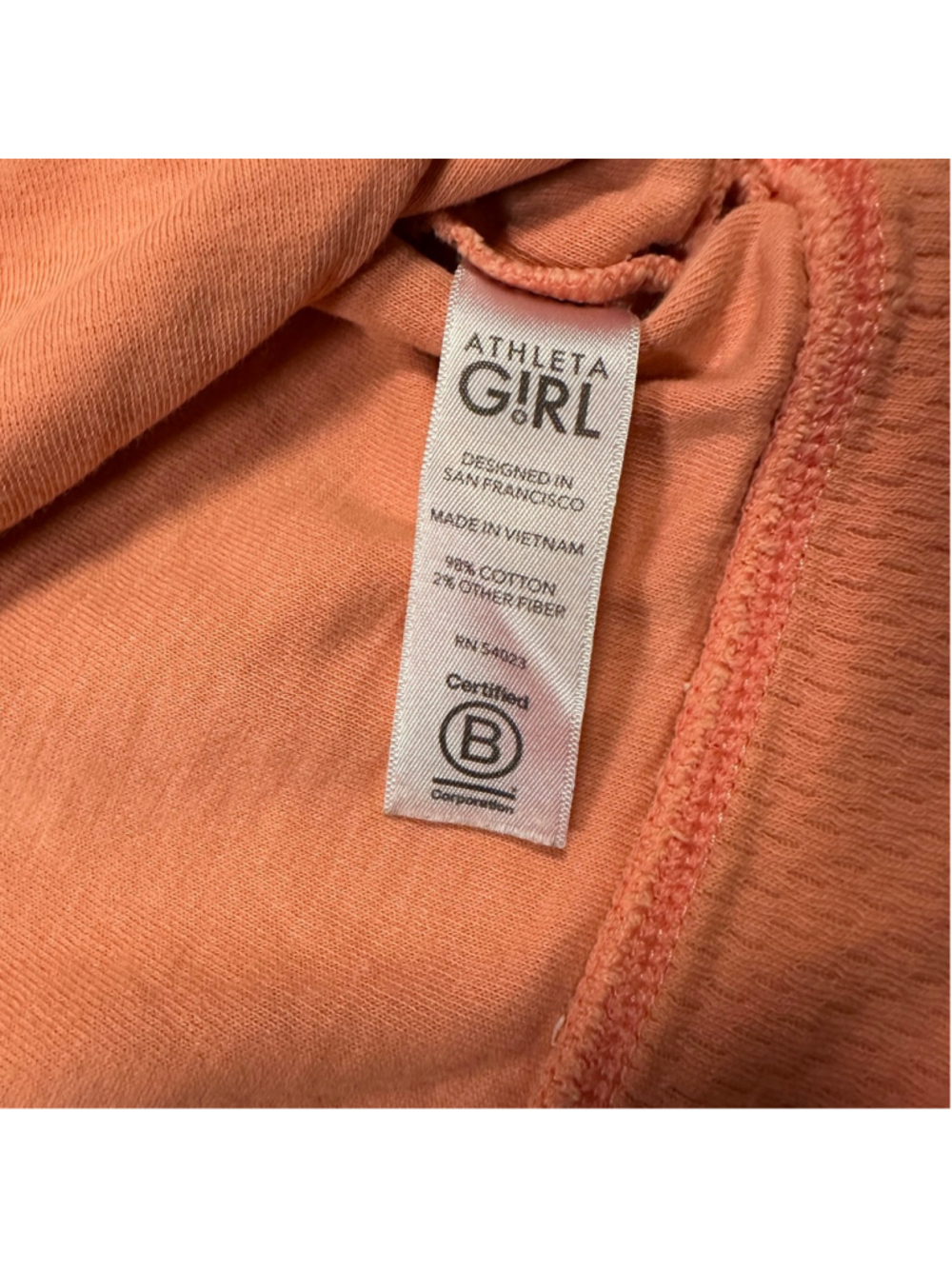 Girls Athleta Long Sleeve Tee L/12 Coral Cotton Star Logo Patch Pocket - Picture 7 of 7